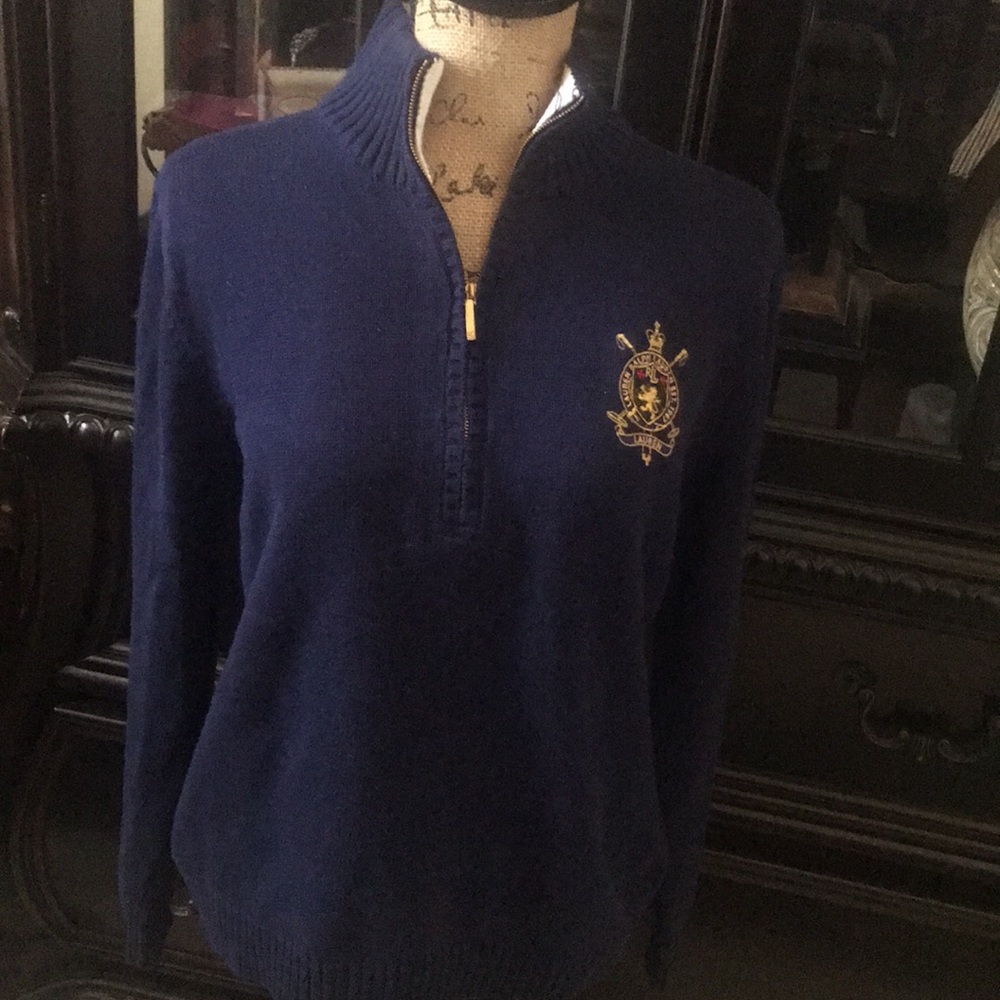 Navy Ralph Lauren Sweater with gold Zipper